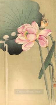 Ohara Koson Painting - songbird and lotus Ohara Koson Shin hanga